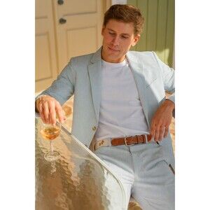 Vineyard Vines Blazer 42R Seersucker Cotton Blue White Striped Jacket Men Preppy